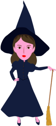ハロウィンで魔女に扮した女性のイラスト