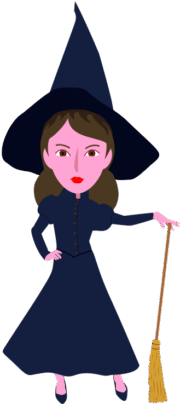 ハロウィンで魔女に扮した女性のイラスト