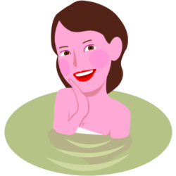 美肌の湯に入っている女性のイラスト