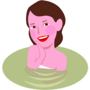 美肌の湯に入っている女性のイラスト