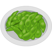 皿に盛られた枝豆のイラスト