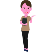 お客様を案内する女性エステティシャンのイラスト