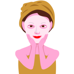 お風呂上がりにフェイスパックをしている女性のイラスト