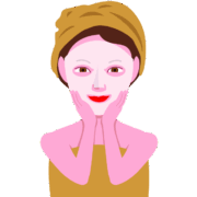 お風呂上がりにフェイスパックをしている女性のイラスト
