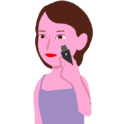 美顔器でフェイスケアをしている女性のイラスト