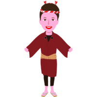 祭り半纏を着込んだお祭り好きな女性のイラスト