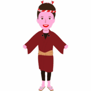 お祭り好き 祭り半纏を着込んだお祭り好きな女性のイラスト