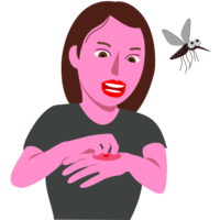 蚊に手の甲を刺された女性のイラスト