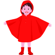 赤いレインポンチョを着ている女の子のイラスト