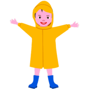 雨合羽を着てはしゃいでいる男の子のイラスト