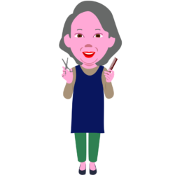 シニアの女性美容師のイラスト