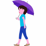 傘をさして歩いている女性のイラスト