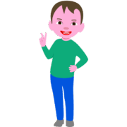 笑顔でVサインをしている男の子のイラスト