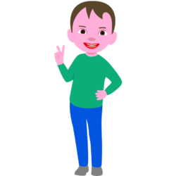 笑顔でVサインをしている男の子のイラスト
