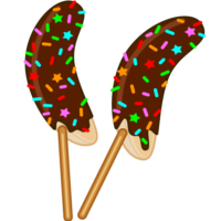 お祭りの露店で大人気のチョコバナナのイラスト