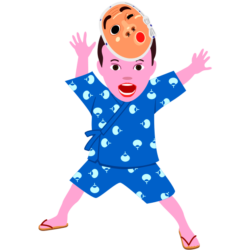 お祭りではしゃぐ男の子のイラスト