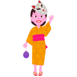 お祭りを楽しんでいる女の子のイラスト