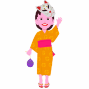 お祭りを楽しんでいる女の子のイラスト