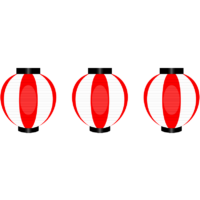 紅白のお祭り提灯が並んでいるイラスト