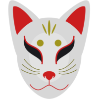 縁日で売られている狐のお面のイラスト