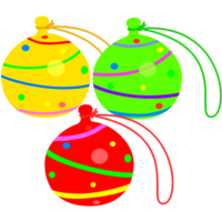 お祭りの屋台で人気の水風船のイラスト