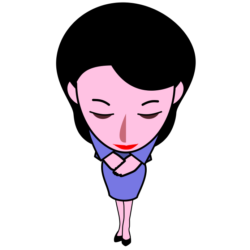 頭を下げている女子社員キャラのイラスト