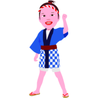 お祭りを楽しんでいる元気な女の子のイラスト