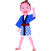 お祭りを楽しんでいる元気な女の子のイラスト