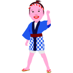 お祭りを楽しんでいる元気な女の子のイラスト