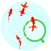 お祭りでよく見かける金魚すくいのイラスト