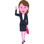 朝のあいさつを交わしながら出社しているキャリアウーマンのイラスト