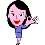 「OK」の合図を送っている女子社員キャラクターのイラスト