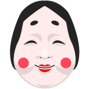 おかめ お祭りの夜店で評判の可愛らしいおかめのお面のイラスト