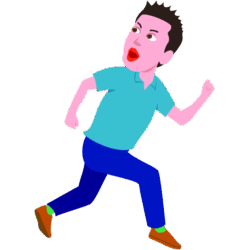 逃げる男 後を振り向きながら逃げる男のイラスト