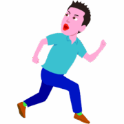 後を振り向きながら逃げる男のイラスト