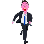走って逃げているスーツ姿の男性のイラスト