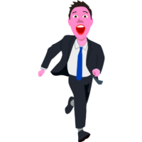 走って逃げているスーツ姿の男性のイラスト