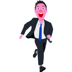 走って逃げる 走って逃げているスーツ姿の男性のイラスト