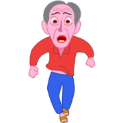 走る爺さん あわてて走っている爺さんのイラスト