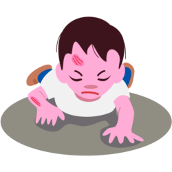 転んで擦り傷を負った男の子のイラスト