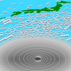 台風 日本列島に巨大台風が接近しているイラスト