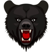 クマの威嚇 牙を剥いて威嚇しているクマの顔のイラスト
