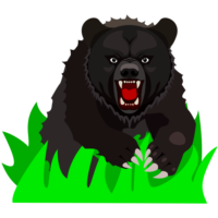 飛び出すクマ 草むらから飛び出して襲ってくるクマのイラスト
