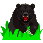 飛び出すクマ 草むらから飛び出して襲ってくるクマのイラスト