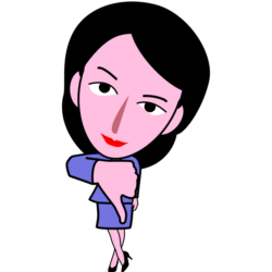 ボツのサインを出している女子社員キャラのイラスト