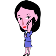 スマホで連絡している女子社員キャラのイラスト