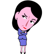 「なんか怪しい」と思っている女子社員キャラのイラスト