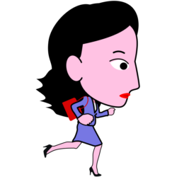 打合せ時刻に間に合うように走っている女子社員キャラのイラスト