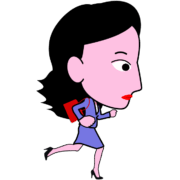打合せ時刻に間に合うように走っている女子社員キャラのイラスト