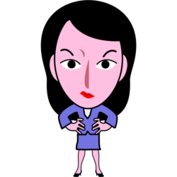 険しい表情で自己主張している女子社員キャラのイラスト